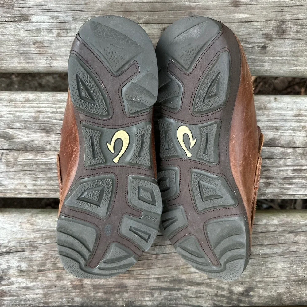 OluKai Na'i WP Waterproof Leather Slip On‎ Loafers Brown Size US 10 EUR43